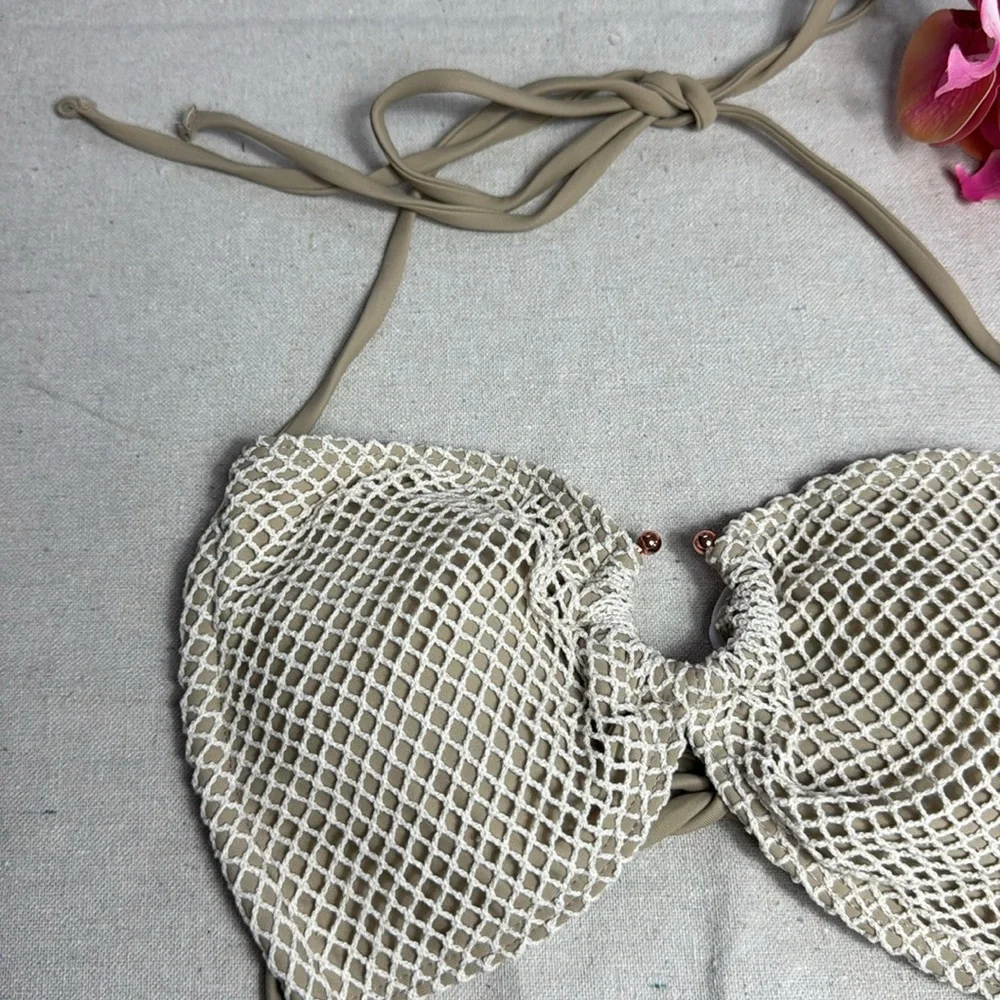 Vintage Tie Side, Brazilian Style Elegant Cream Bikini Set